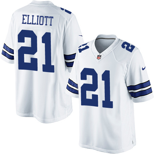 Nike Ezekiel Elliott White Limited Jersey 21 NFL Road Dallas Cowboys